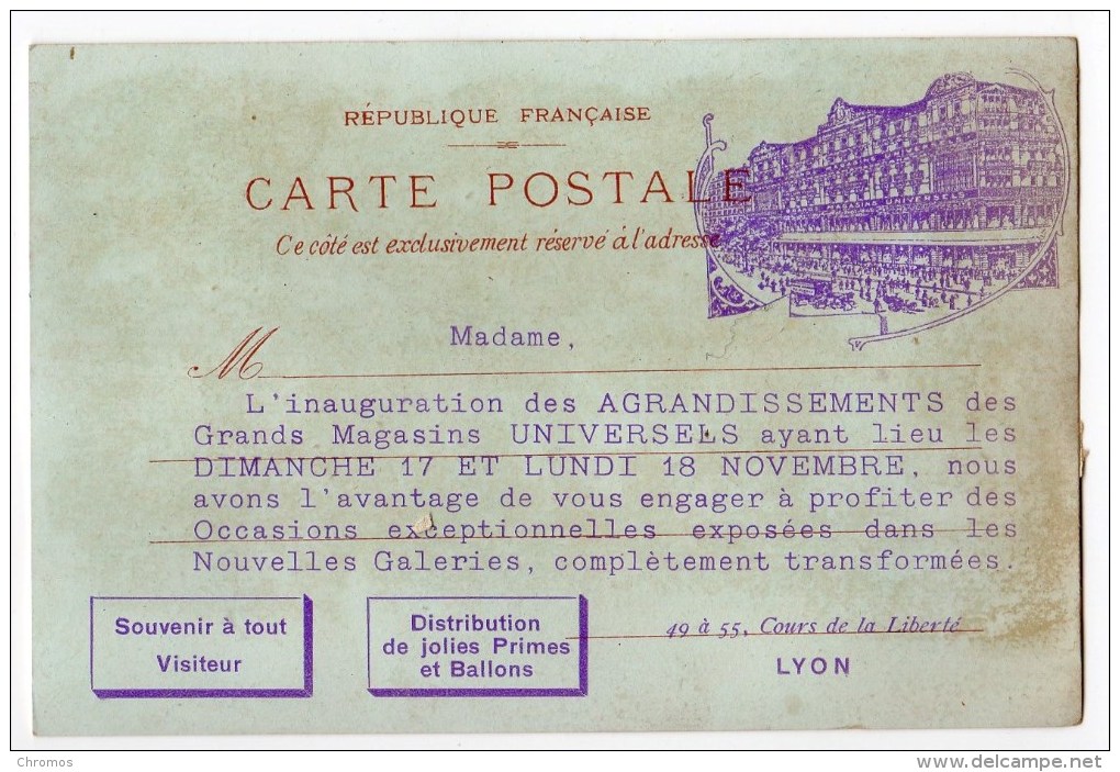 Carte Postales Utilisé Comme Chromo Pour Grands Magasins Universels, Lyon, Transvaal, Afrique Sauvage - Autres & Non Classés