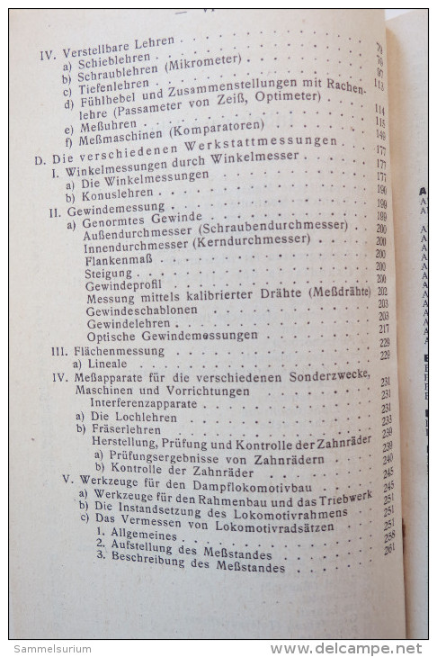 "Meßwerkzeuge Und Werkstattmessungen" Deutsche Werkmeister-Bücherei Von 1930 - Técnico