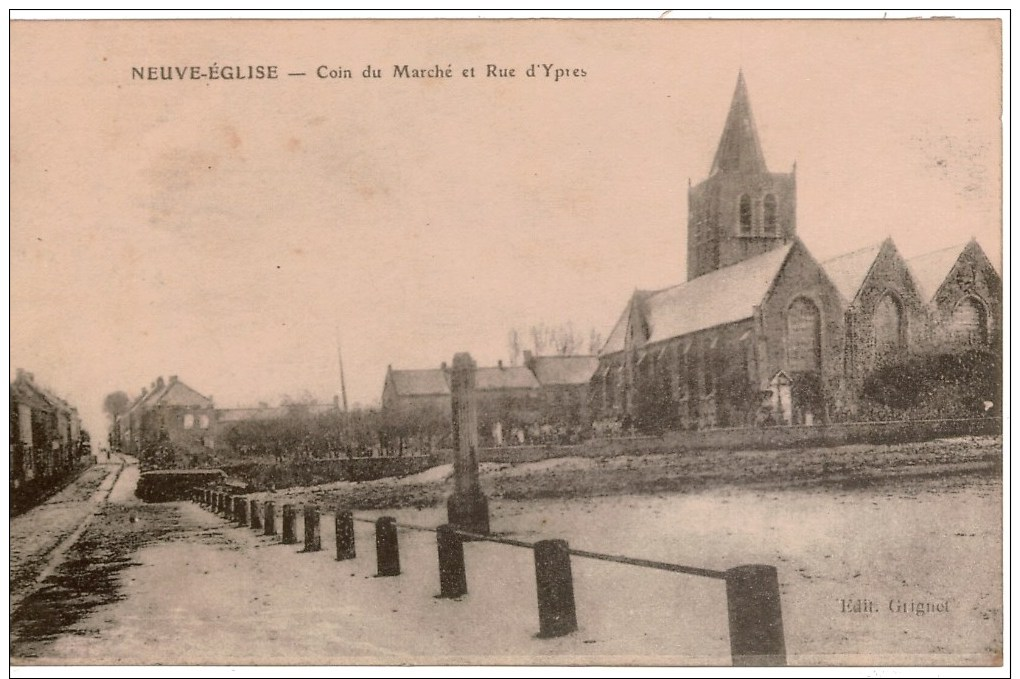 Cpa BELGIQUE/Flandre Occidentale  NEUVE EGLISE / NIEUWKERKE Coin Du Marché Et Rue D'Ypres - Autres & Non Classés