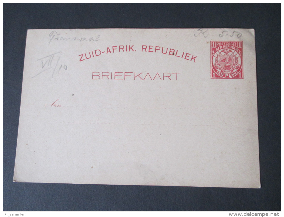 Ganzsache Zuid - Afrik. Republiek Briefkaart. Postzegel Een Penny. Ungebraucht! - Transvaal (1870-1909)