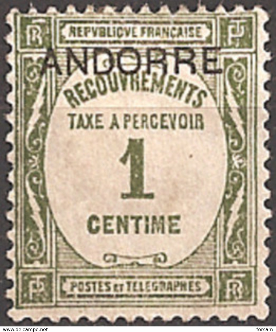 FRENCH ANDORRA..1931..Michel # 9...MH...Portomarken. - Nuevos