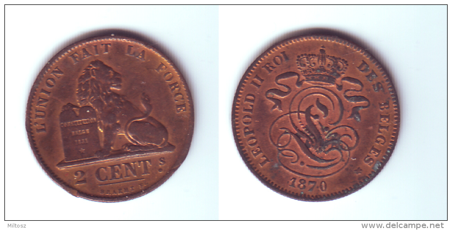 Belgium 2 Centimes 1870 (legend In French) - 2 Cent