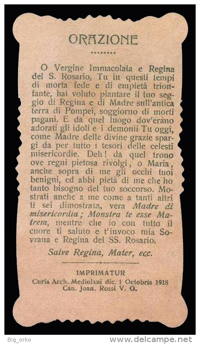 MADONNA: La Vergine Del Rosario Di Pompei Con I Santi Domenico E Caterina (primo Novecento) - "Riproduzione" - Devotion Images