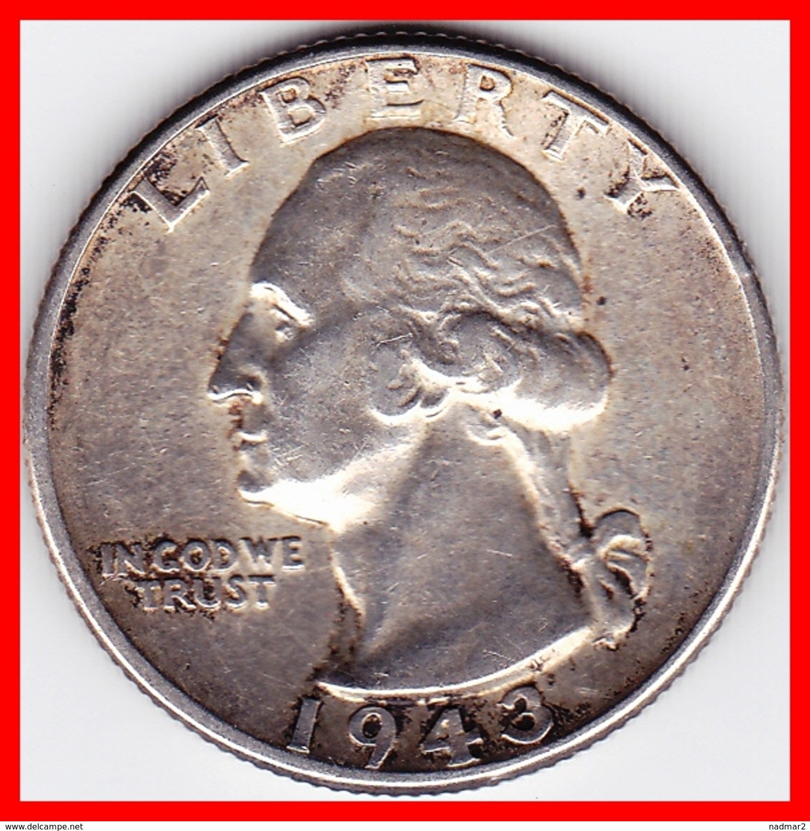 United States Etats Unis Quarter Dollar 1943 Washington Silver Argent 900 °/°° 6,25g  TTB No Mint Mark - 1932-1998: Washington