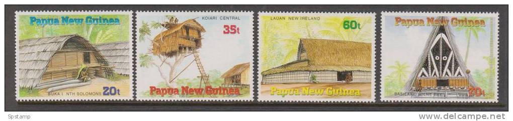 Papua New Guinea 1989 Thatched Hut Set 4 MNH - Papouasie-Nouvelle-Guinée