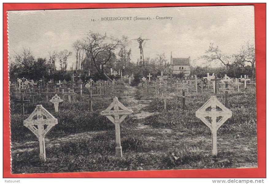 GUERRE 1914 / 1918 - (80) - Somme - BOUZINCOURT- CPA  14 - Cimetière  Militaire - éd Demetz - Guerre 1914-18