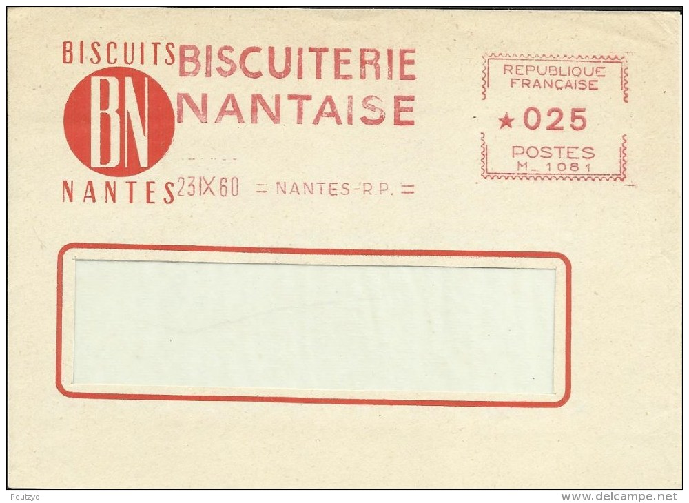 Lettre Flamme EMA 1962 BN Biscuits Biscuiterie Nantaise Alimentation    Theme Nantes  A 33/06 - Ernährung