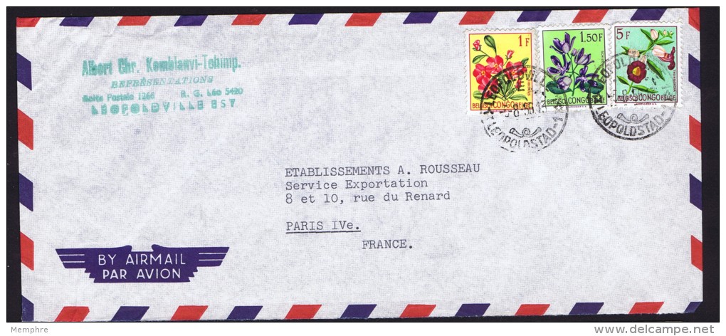 1956   Lettre Avion  Pour La France   Fleurs1f, 1,50f  5f - Briefe U. Dokumente
