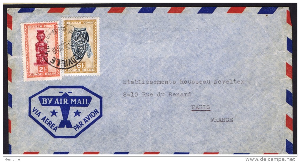 1950   Lettre Avion  Pour La France   Masques 2f, 6f - Covers & Documents