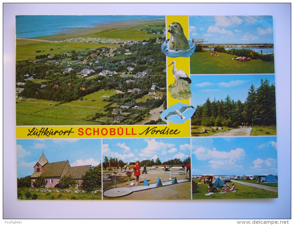 Germany: Luftkurort Schobüll Nodrsee - Luftaufnahme, Kirche, Minigolf, Camping - 1989 Used - Husum