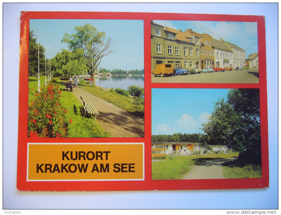 Germany: Kurort Krakow Am See - Promenade, Markt Und Alte Auto, Bungalowsiedlung - 1980s Used - Krakow