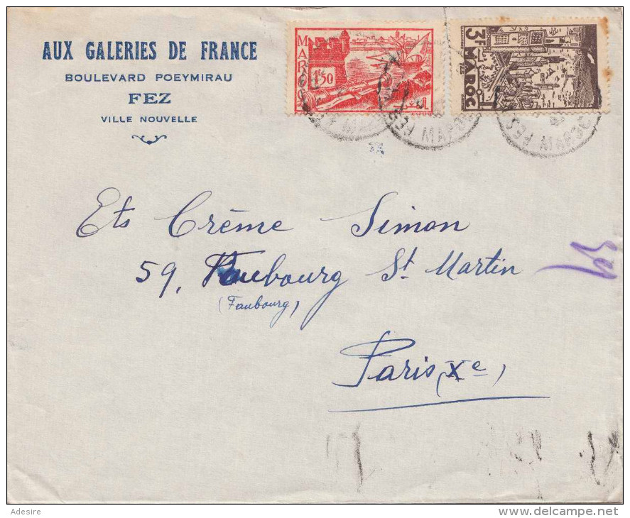 MAROC - 1,5F + 3F Auf Geschäftsbrief Aux Galeries De France > Paris - Marokko (1956-...)