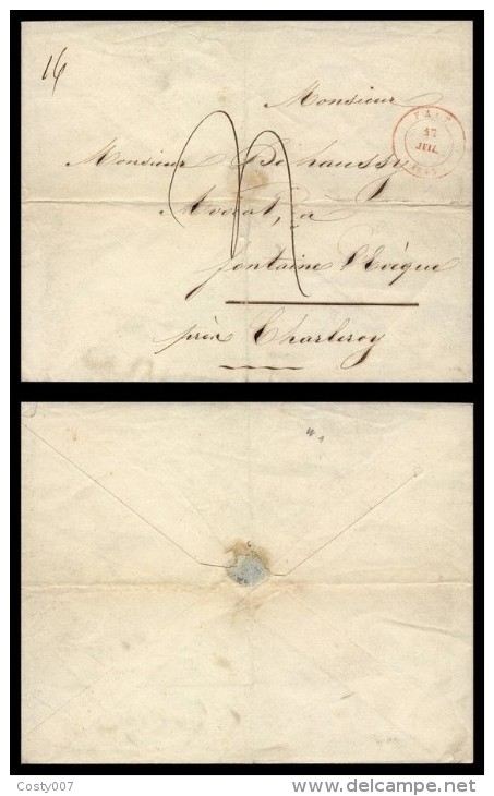 Belgium 1845 Postal History Rare Pre-Cancel Cover Fayt To Fontaine L'Evêque D.191 - 1830-1849 (Belgica Independiente)