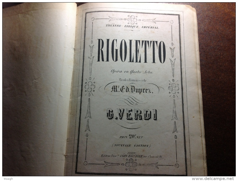 VERDI - RIGOLETTO - Leon ESCUDIER - Tot De 18de Eeuw