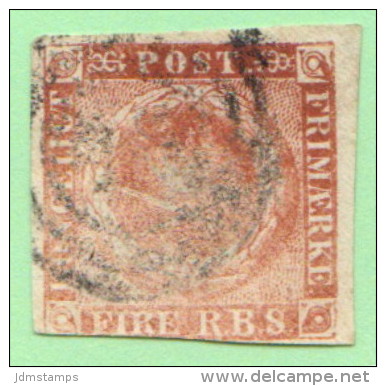 DEN SC #2b  1851 Royal Emblems  W/fading, CV $55.00 - Used Stamps