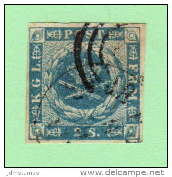 DEN SC #3  1855 Royal Emblems 4 Margins  W/lt. Staining, F&B, CV $60.00 - Used Stamps