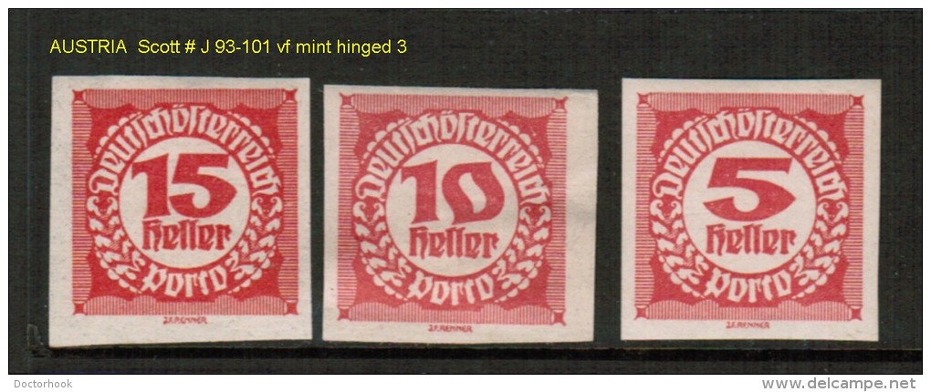 AUSTRIA   Scott  # J 93-101* VF MINT HINGED - Portomarken