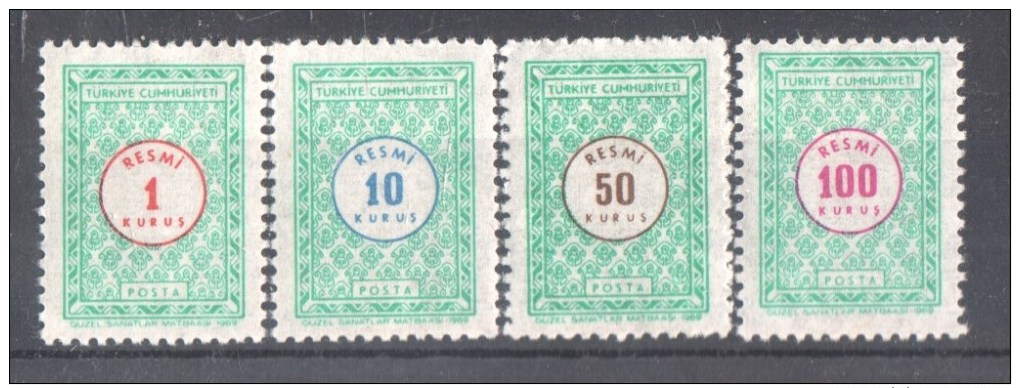 45-827 // TUR - DIENSTMARKEN 1969   ZIFFERN Mi  115/18 ** - Official Stamps