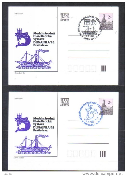 Slovakia  Postcards Imprint Stamp Exhibition DUNAJFILA   1995  3 Various Types - Postkaarten