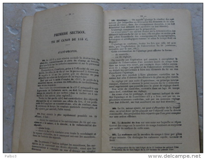 notice manuel manoeuvre de l'artillerie 1 ere partie canon de 155 court regimentée 154 artillerie a pied