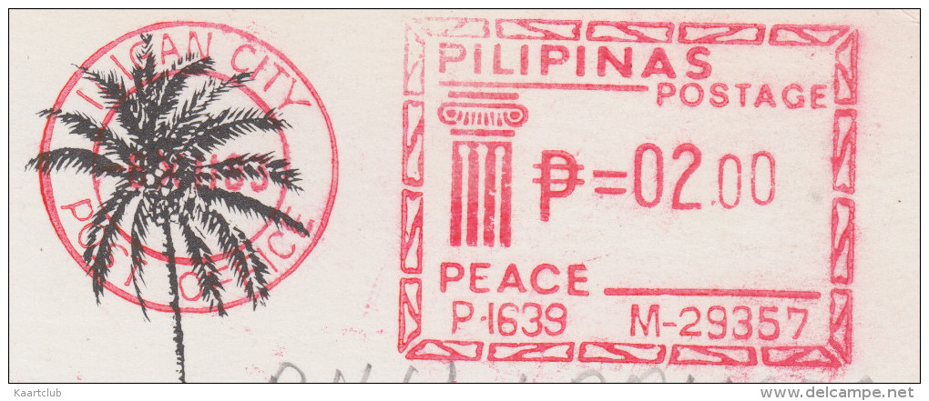 Philippines: JEEP JEEPNEYS - Quiapo Cathedral , AUTOBUS/COACH ( & Red Metermark P=02.00 - Pilipina's Postage) - Trucks, Vans &  Lorries