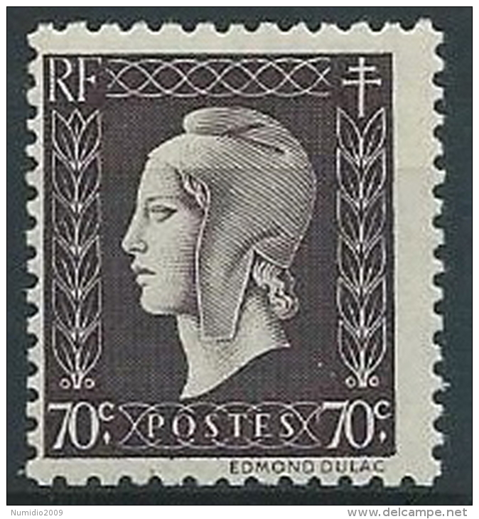 1944-45 FRANCIA MARIANNA DI DULAC 70 CENT MNH ** - EDF048 - 1944-45 Marianne Van Dulac