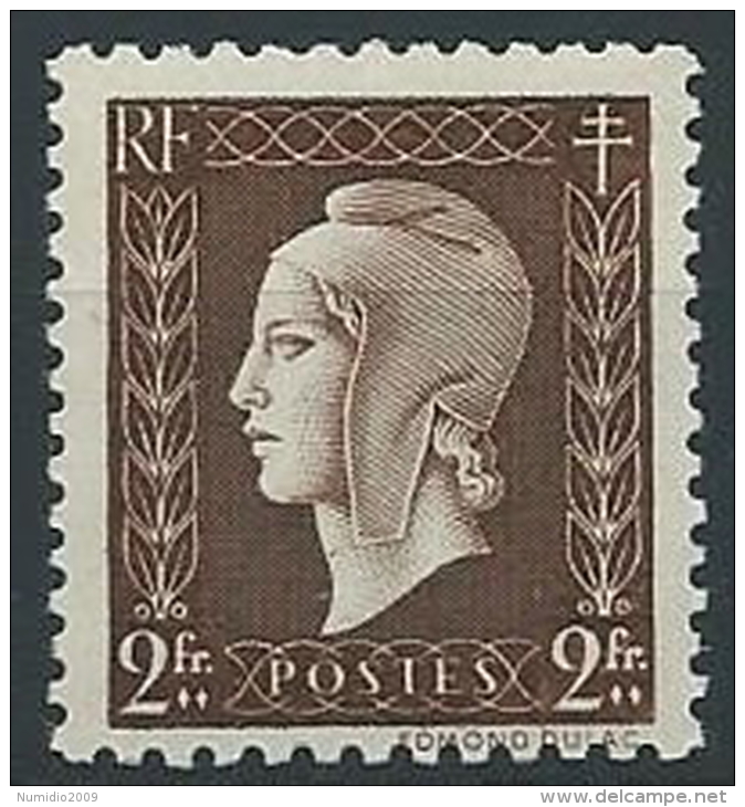 1944-45 FRANCIA MARIANNA DI DULAC 2 F MNH ** - EDF048 - 1944-45 Marianne Van Dulac