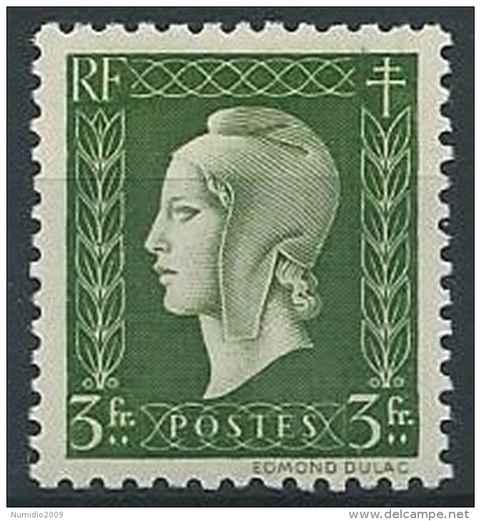 1944-45 FRANCIA MARIANNA DI DULAC 3 F MNH ** - EDF048 - 1944-45 Marianne De Dulac