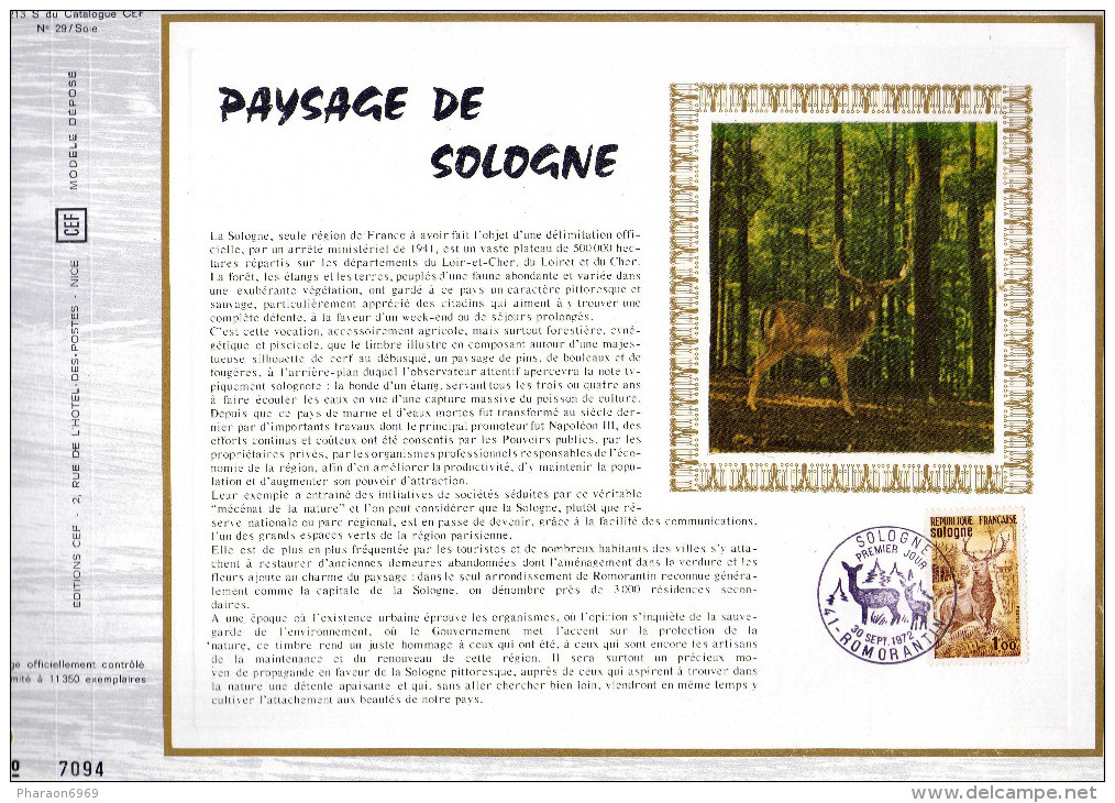 Feuillet Tirage Limité CEF 213 Soie Paysage De Sologne Cerf - Lettres & Documents