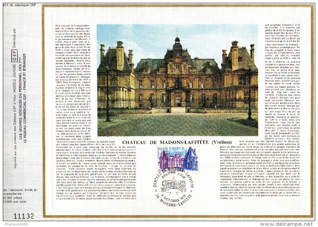 Feuillet Tirage Limité CEF 511 Château De Maisons-Laffitte - Lettres & Documents