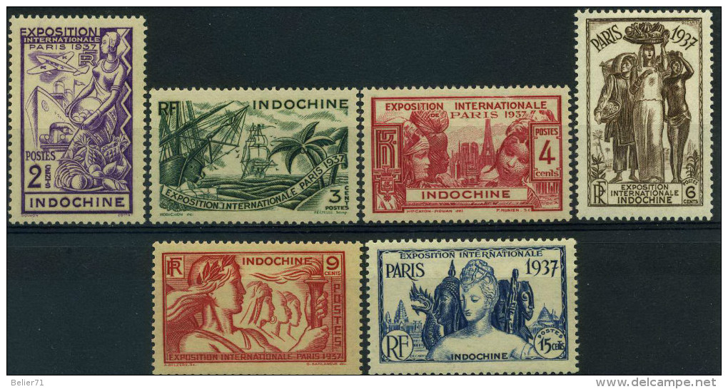 France, Indochine : N° 193 à 198 X Année 1937 ( N° 196 Légèrement Corné) - Unused Stamps