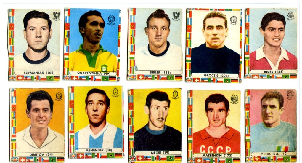 002> Bel Lotto Di 10 Figurine Calciatori Mondiali 1962 Della LAMPO - Tarjetas