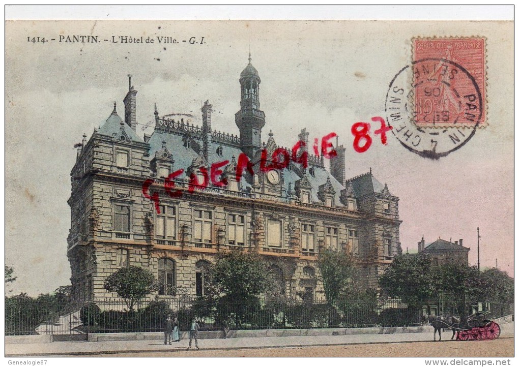 93 - PANTIN -  HOTEL DE VILLE   BELLE CARTE COLORISEE - Pantin