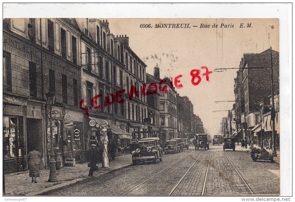93 -MONTREUIL - RUE DE PARIS - STATION ET POMPES A ESSENCE - Montreuil