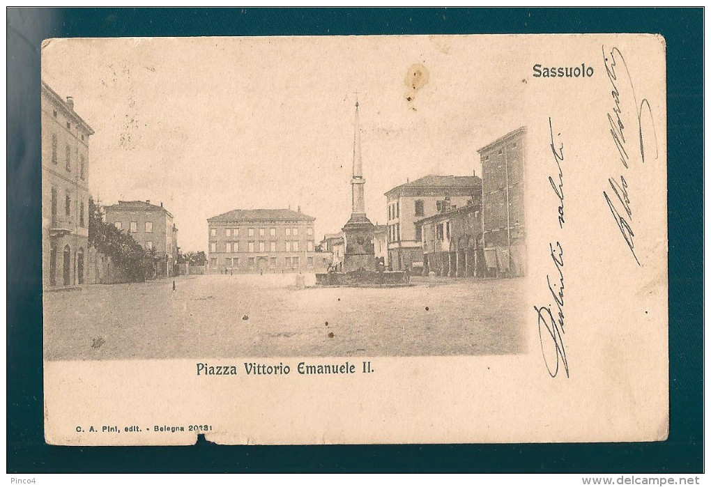 MODENA SASSUOLO PIAZZA VITTORIO EMANUELE II CARTOLINA FORMATO PICCOLO VIAGGIATA - Altri & Non Classificati