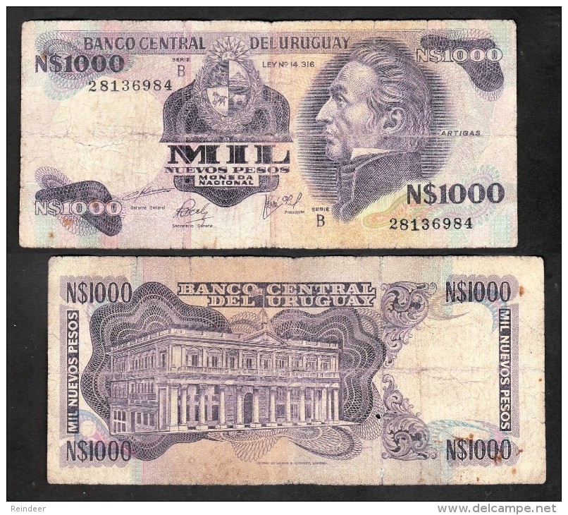 * URUGUAY: 1000 Nuevos Pesos (1981) SERIE B (escasos) - Uruguay