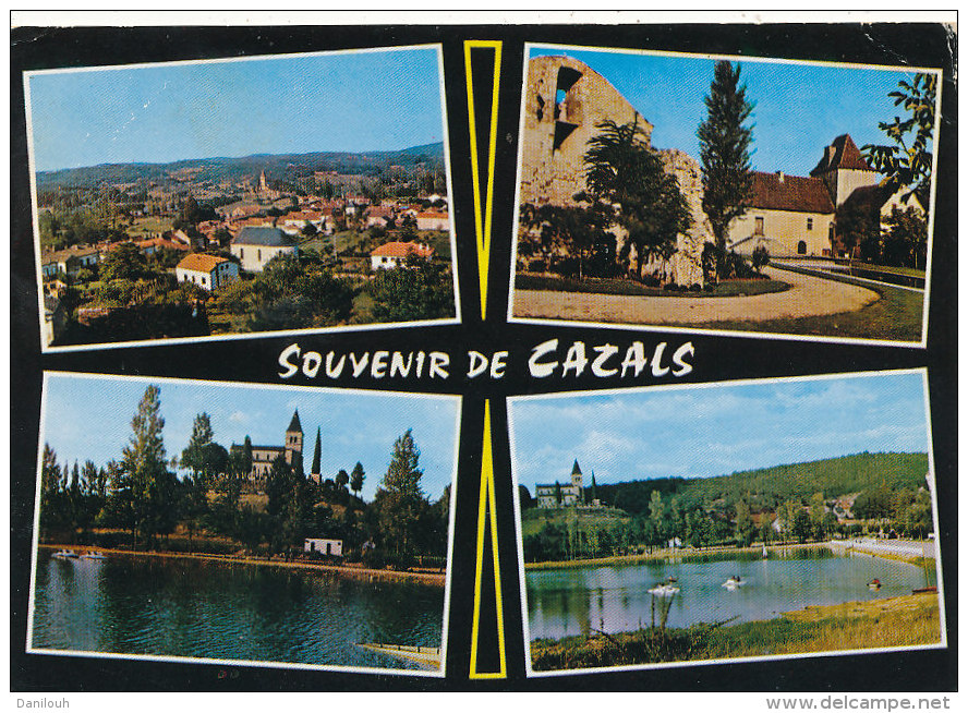 46 // CAZALS   Vue Générale, Piscine, Lac, église   Multivues   CPSM  ** - Cazals