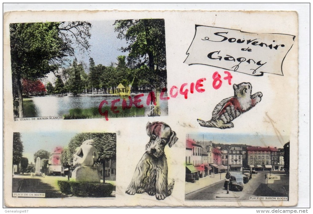 93 - GAGNY -  SOUVENIR  PLACE DU BARON ROGER- PLACE DE LA MAIRIE- ETANG DE MAISON BLANCHE - Gagny