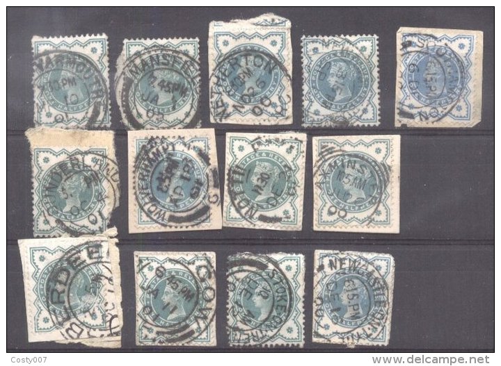 Great Britain 1900 Small Lot 13 X Queen Victoria On Piece Mi.100 MH AM.248 - Ungebraucht