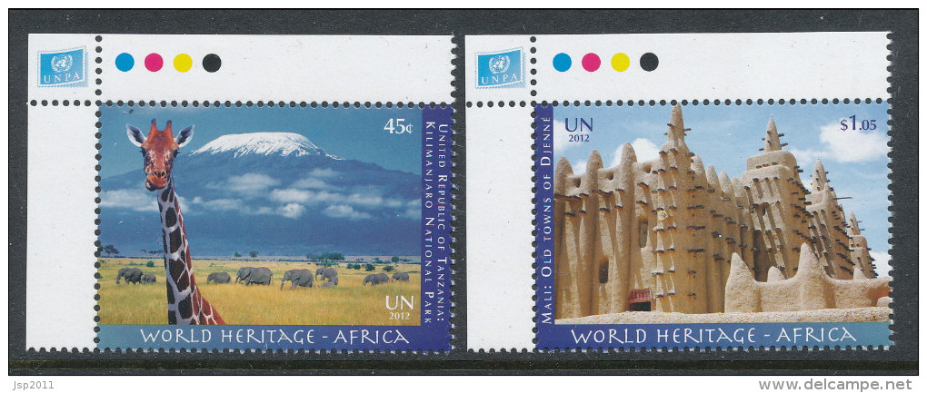 UN New York 2012. Scott # 1051-1052. World Heritage Africa, MNH (**) - Unused Stamps