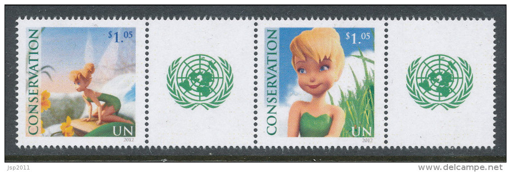 UN New York 2012. Sc # 1046-1047.  Conservation Pair With Lable, MNH (**) - Neufs