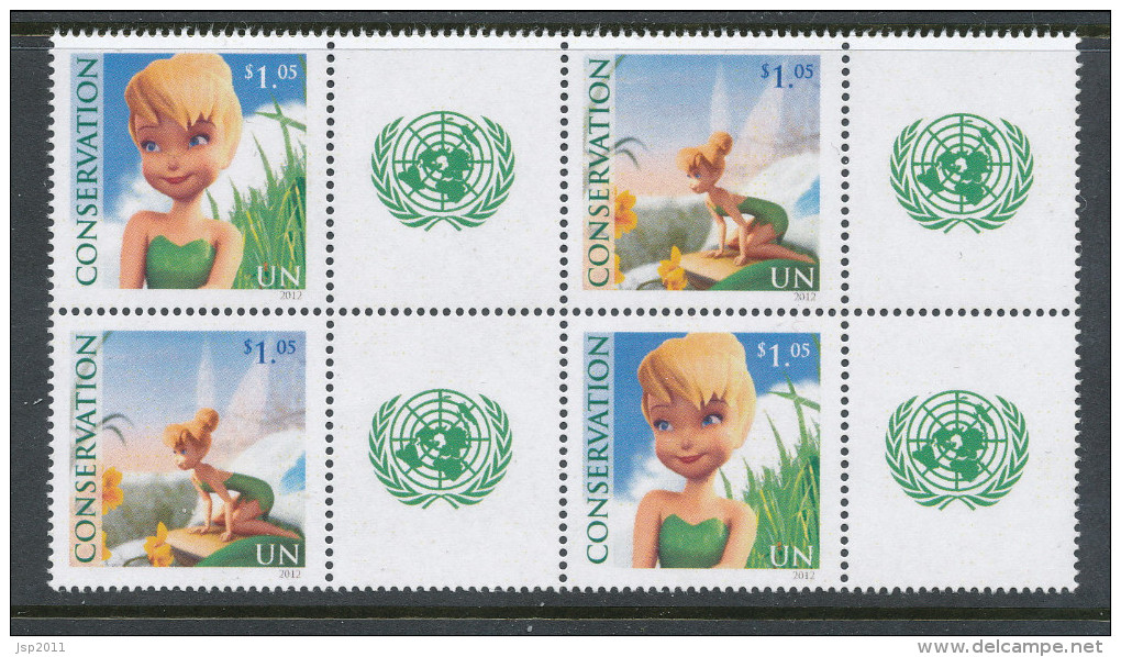 UN New York 2012. Sc # 1046-1047.  Conservation Double Pairs With Lable, MNH (**) - Nuevos