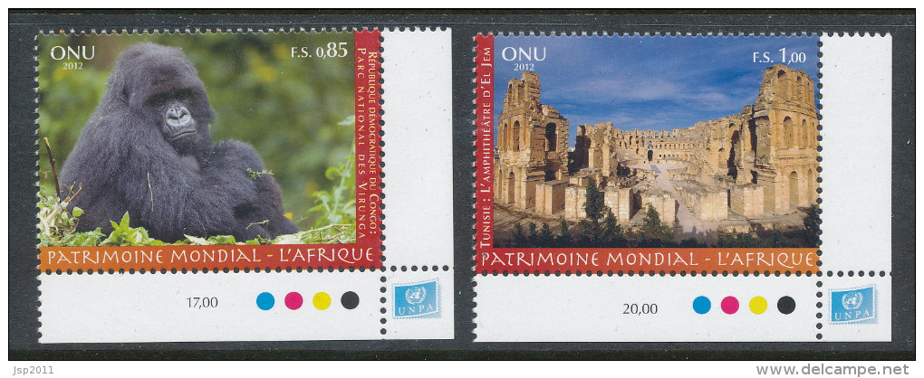UN Geneva 2012. Scott # 556-557. World Heritage Africa, MNH ** - Unused Stamps