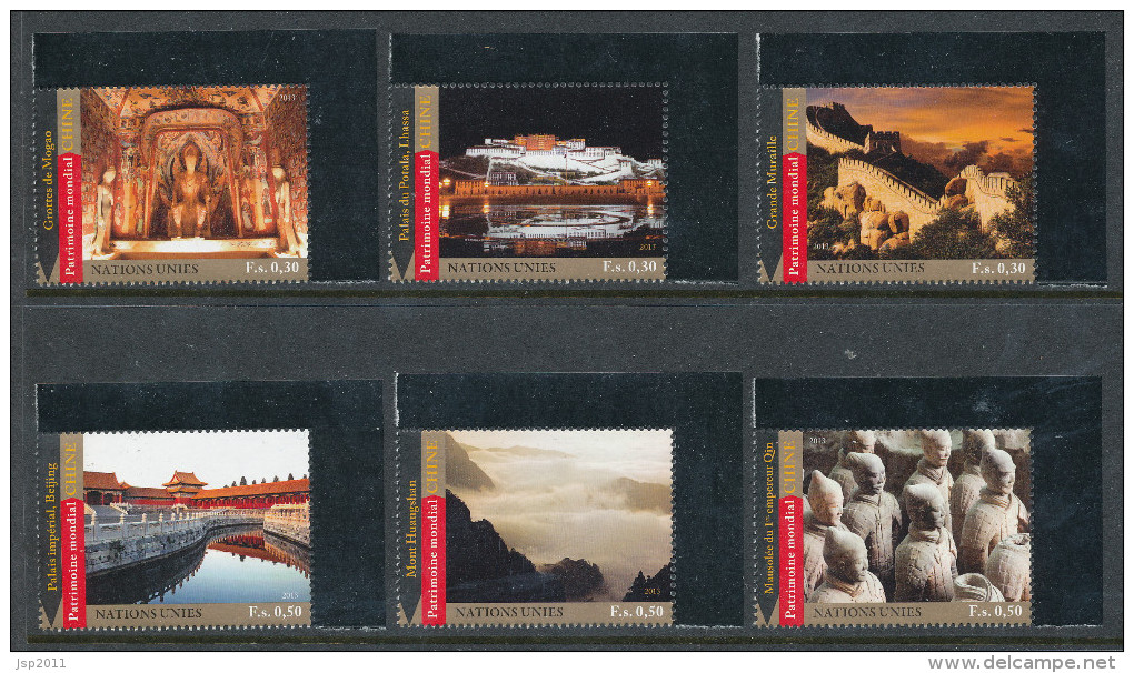UN Geneva 2013. Scott # 565-570. World Heritage China, MNH ** - Unused Stamps