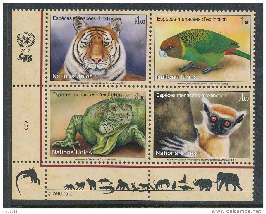 UN Geneva 2012. Scott # 549-552a. Endangered Species, MNH ** - Ungebraucht