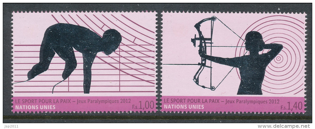 UN Geneva 2012. Scott # 554-555 Plus 555a. Paralympics Games 2012, MNH ** - Neufs