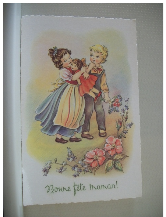 LOT 41 E DE 6 CARTES POSTALES ANCIENNES DIFFERENTES D'ENFANTS  BONNE FETE MAMAN - Humor