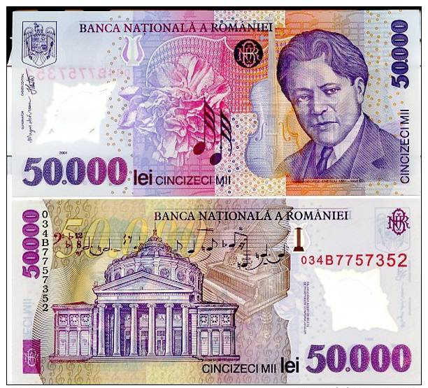 ROMANIA P-113  50,000 Lei 2001  **UNC** Crisp New, Plastic-polymer - Roumanie