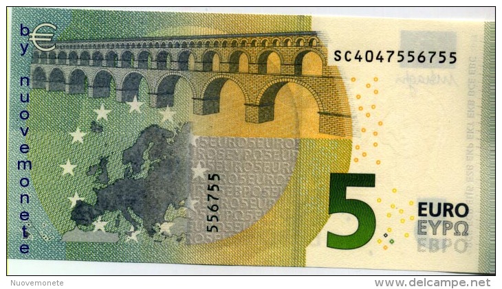 NEW NUOVA EURO NOTE BANCONOTA BILLET DA 5 EURO SC ITALIA ITALY S006.. FDS UNC DRAGHI - 5 Euro
