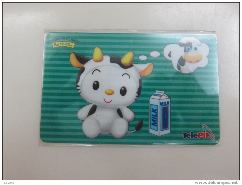 Preaid Phonecard,Cow And Milk,used - Indonesien